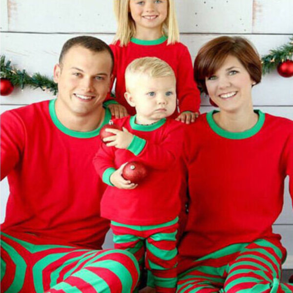 Familj Matchande Vuxna Barn Jul Pyjamas Pyjamas Set Xmas lSleeepwear Nattkläder Striped, Kid 3-4Years