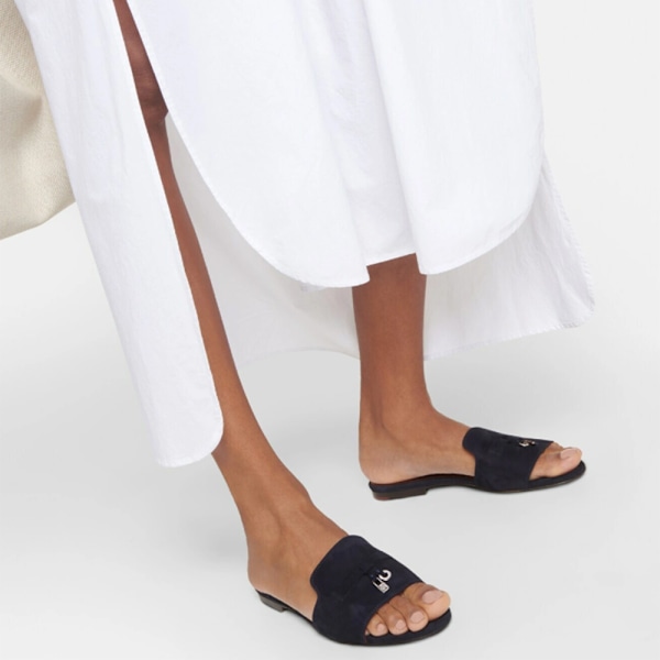 LORO PIANA Sommar Charm Suedetofflor Black 41