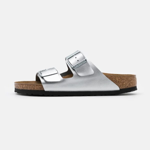 Birkenstock Arizona Mjuka Fotbäddssandaler Unisex Halkskydd Avslappnade Skor Silver 43