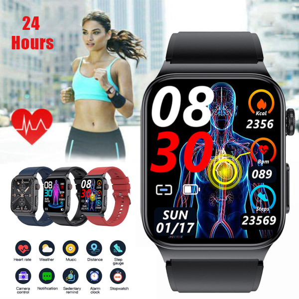 EKG+PPG Smart Watch Tryck Puls Fitness Tracker Watch black