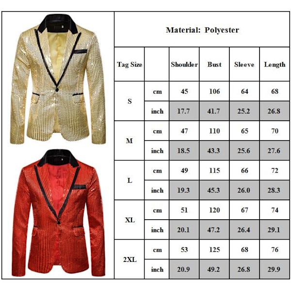Herrar Glittrande Sekvens Kostymjacka Blazer Snygg Middag Fest Guld Glitter Smoking Klänning Blazer Slim Sportjacka Silver L
