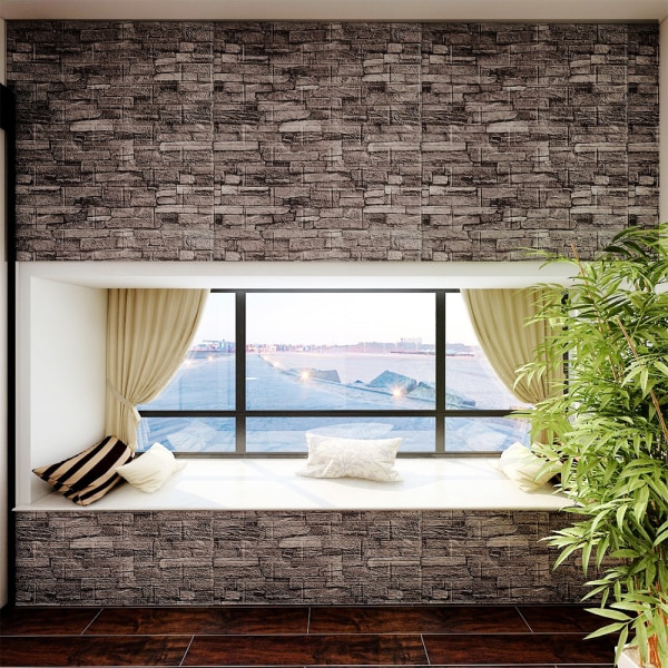 20 st Brick Texture Wall Sticker 3D vattentät sovrum kök grey 20PCS