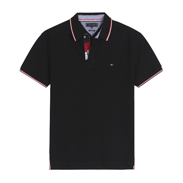 Tommy Hilfiger Herr Tipped Slim Pikétröja Black XL