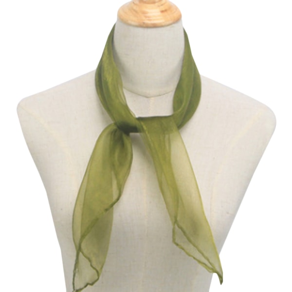 Damhals sidenscarf Transparent Elegant Wrap Shawl Party ArmyGreen 60*60CM