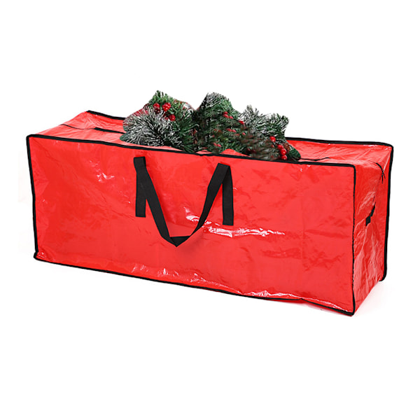 Vedenpitävä joulukuusen säilytyskassi, sopii jopa 2,7 metrin keinotekoiselle joulukuuselle, jossa on solkikiinnikkeet, kaksoisvetoketjut ja kantokahvat Red 122x38x50cm