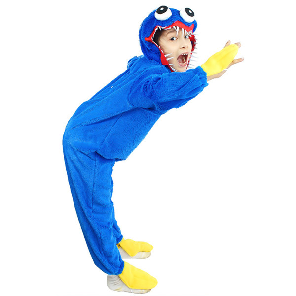 Poppy Playtime Huggy Wuggy Pyjamas Set Cosplay Kostym Bodysuit Blue L