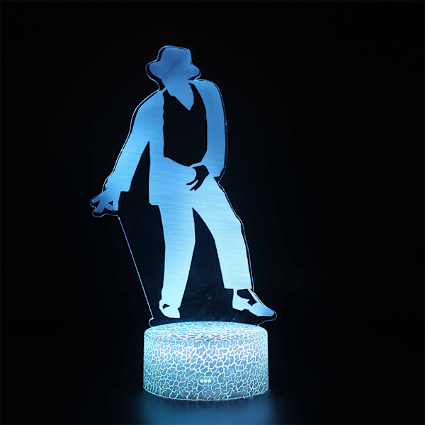 3D Michael Jackson LED-nattlampa 7 färger ändra skrivbord sänglampa touch & fjärrkontroll hem rum dekorationer presenter B