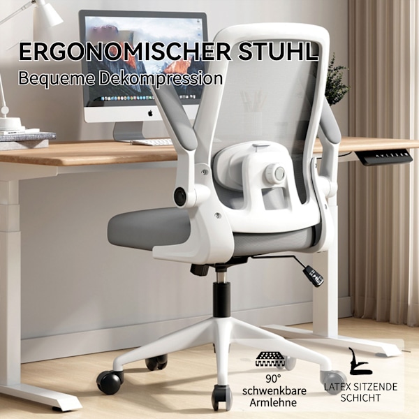 Toimistotyötuoli 3D-pehmusteella, Kääntyvä tuoli, Johtajan tuoli, Ergonominen pelituoli, Hengittävällä verkkopäällisellä, Kääntyvillä käsinojilla, Lannerangan tuella