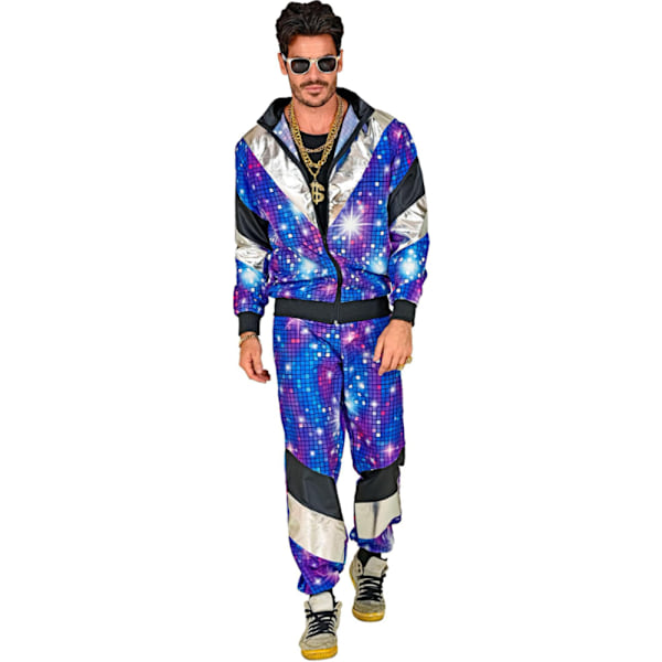 80-luvun asu miehille, Retro 90-luvun verryttelypuku rento asu, urheiluvaatteet housut hippiasut pariskuntien yhteensopivat asut Halloween Cosplay -vaatteet A XL