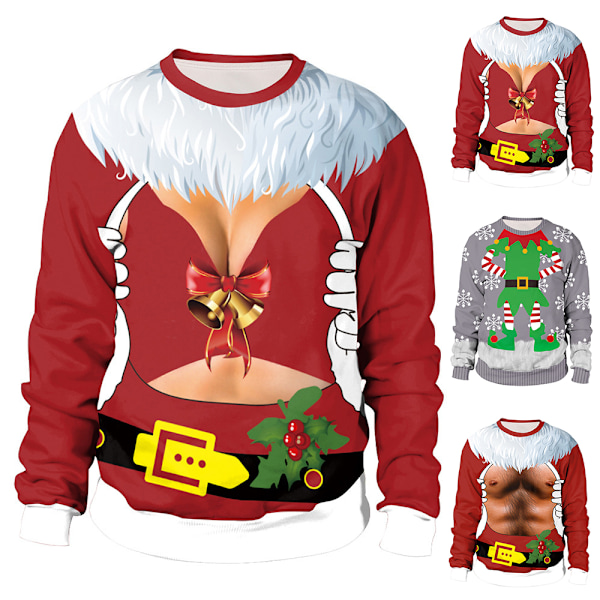 Stygg Julegenser Nyhet 3d Morsom Genser Langermet Genser For Kvinner Menn A 2XL
