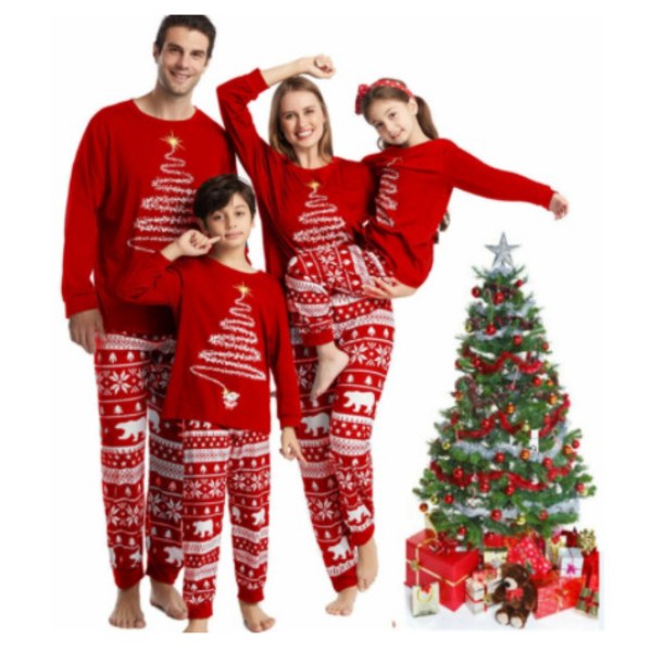 Jul familj matchande pyjamas set julgran printed Dad-red M