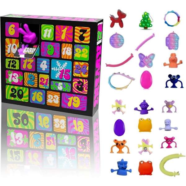 Nee Doh Squishmas Adventskalender 2024 - 24 Dagar Nedräkning med NeeDoh Squishy Klämleksaker 24PCS