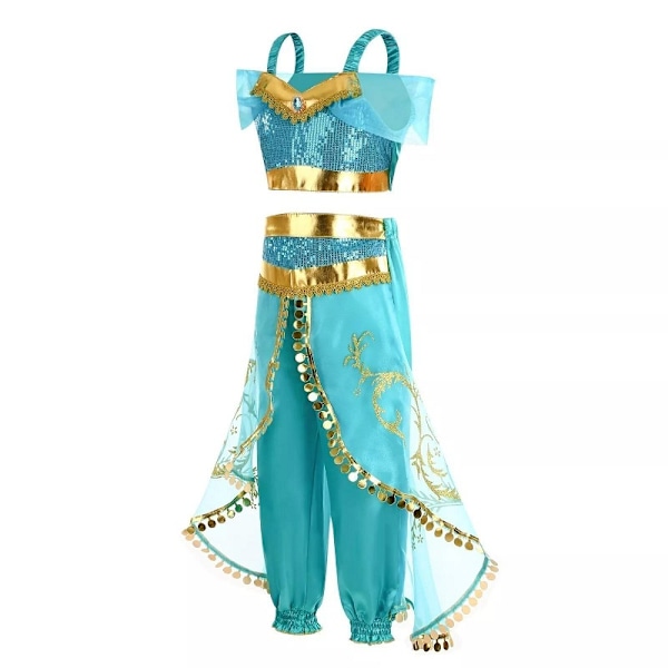Prinsessan Jasmine Kostym för Flickor Födelsedagsfest Cosplay Halloween Party Klä Upp 4-11 År 140cm