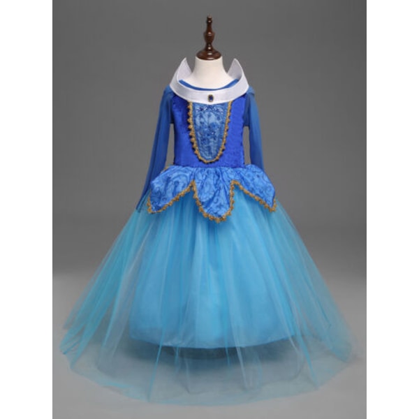 Halloween Barn Flickor Cosplay Festdräkter Prinsessklänningar Blue 5-6 Years