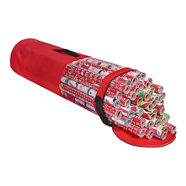 Oppbevaringspose for julepapir Kraftig Pvc Klar Pose med Håndtak og Glidelås Wrap og Bånd Red 100cm*30cm