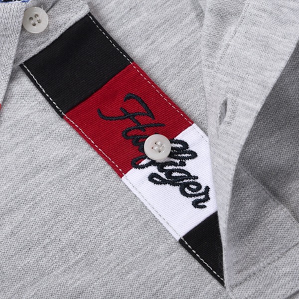 Tommy Hilfiger Herr Tipped Slim Pikétröja Grey 2XL