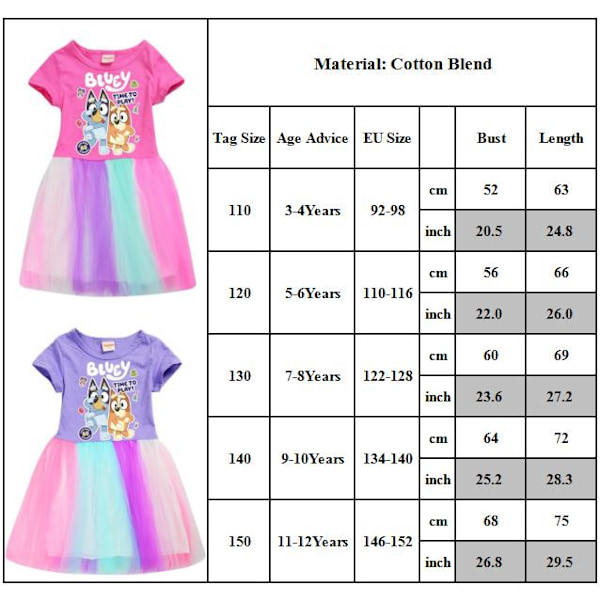 Lasten Tyttöjen Koirat Painettu Tutu Tylli Paita Mekko Kesäiset Arkimekot Vaatteet Rose red 140cm