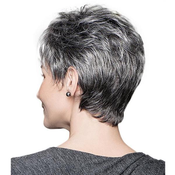 Dame Gradient Grå Kort Parykk Justerbar Elegant Mote