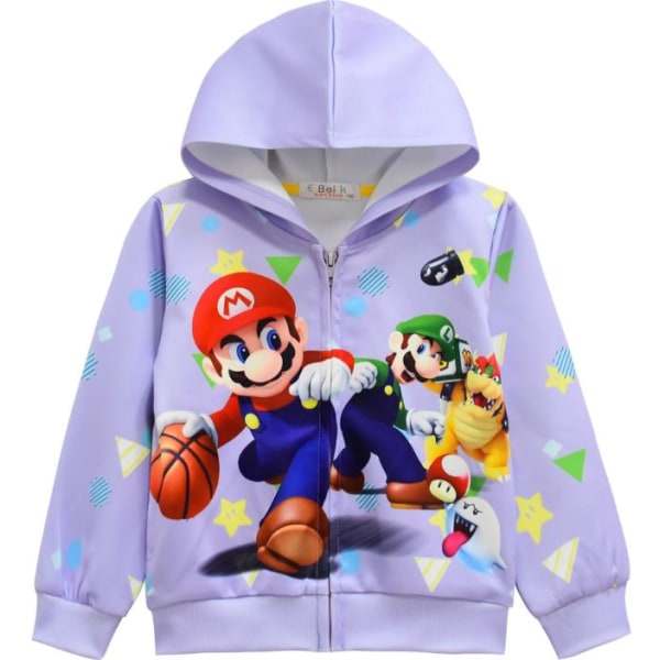 Super Mario Bros 3d Print Kids Hoodie Jacka med dragkedja Cartoon Hooded C 120cm