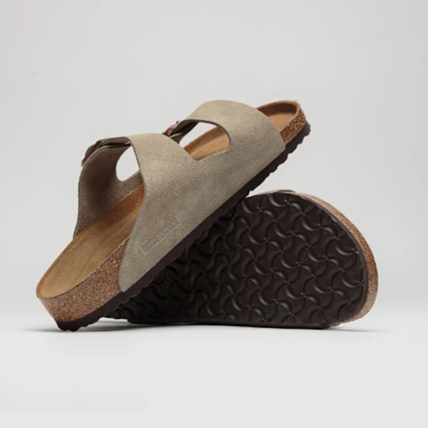 Birkenstock Arizona Mjuka Mockaskinn Fotbäddssandaler Unisex Halkskydd Avslappnade Skor Grey Green 39