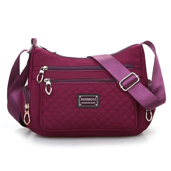 Dam Fritid Broderad Crossbody Bag Messenger Bag Handväska purple