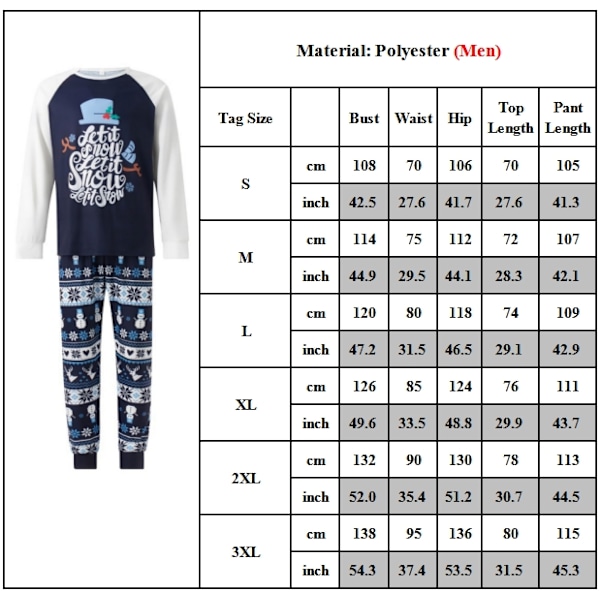 Matchende Julepyjamassæt til Familien Dame Herre Børn Pyjamas Langærmet Nattøj Ferie Loungesæt Men-A 2XL