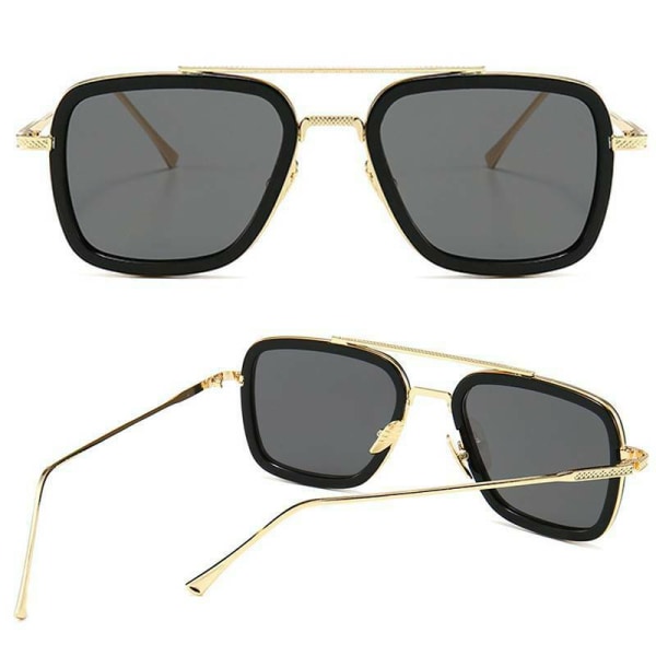 Flerfärgade solglasögon Clip on Flip up Polarized Lens Polarized Gold Frame Black Lenses