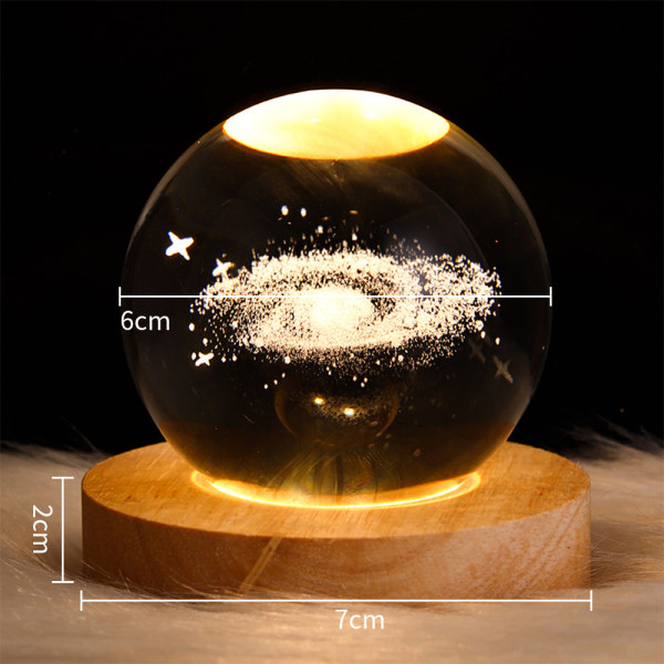Kristall LED-ljus Solar System Ball Laser Graverad Nattlampa 1
