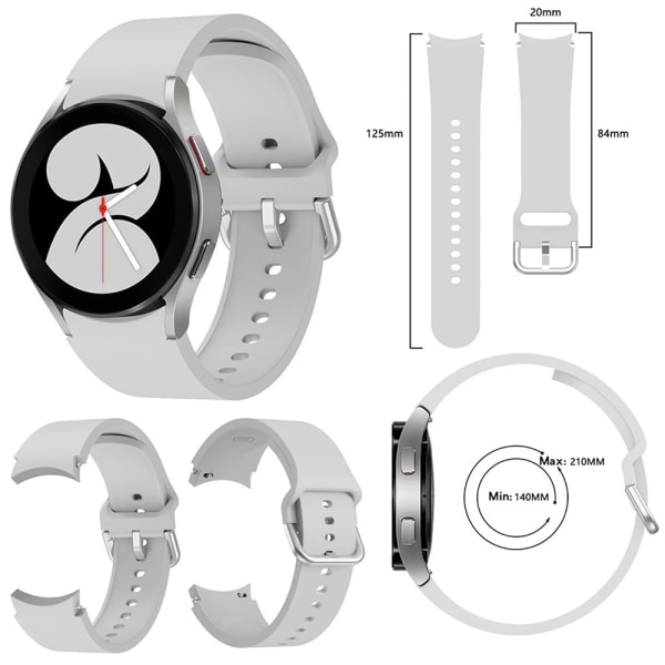 För Galaxy Watch 4 Silikonersättningsrem metallspänne white