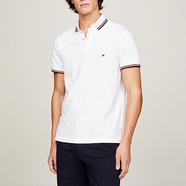 Tommy Hilfiger Herr Tipped Slim Pikétröja White 2XL