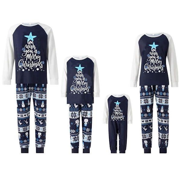 Matchande Familjejulpyjamas Set Kvinnor Män Barn PJs Långärmad Nattkläder Semester Lounge Set Baby-B 12-18M