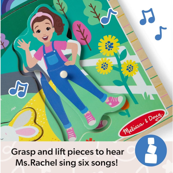 Ms. Rachel Melissa & Doug Träpussel med Sångstift, 6-delar med Hela Sånger, Leksaker för Småbarn för Pojkar och Flickor 2-5+ År