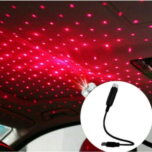 LED Bil Stjärna Nattljus Projektor Galaxy Lampa Bil Dekor ljus red