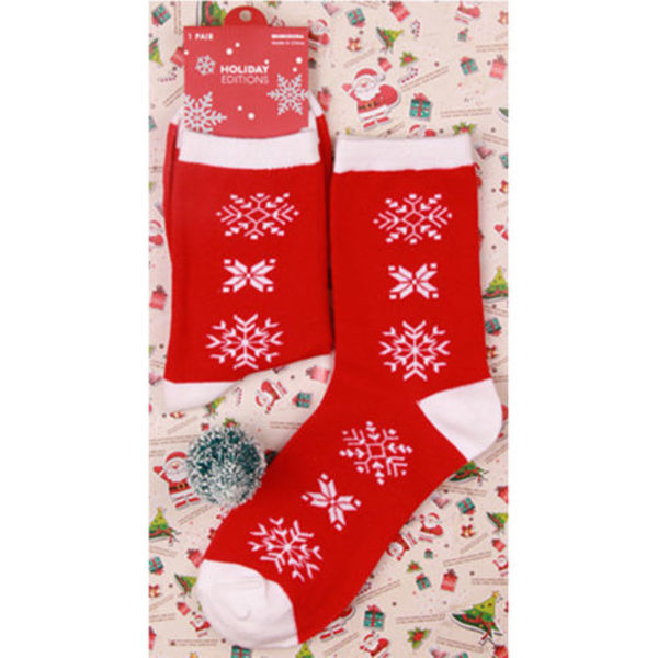 Dam Jul Tomte Ren Tryckt Termiska Vinterstrumpor Julklappar Red Snowflake 1 Pair