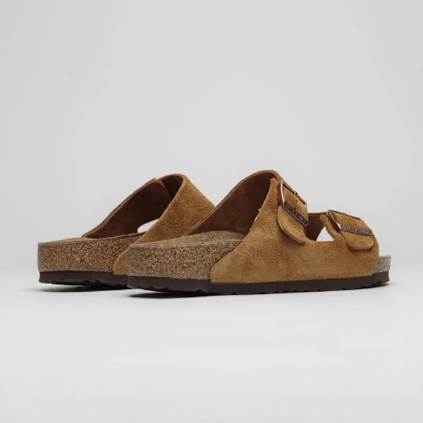 Birkenstock Arizona Mjuka Mockaskinn Fotbäddssandaler Unisex Halkskydd Avslappnade Skor Brown 44