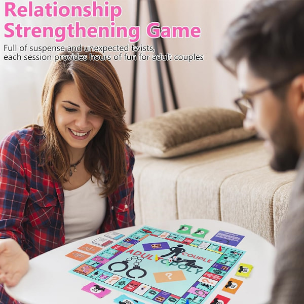Brettspill for par, Adultopoly brettspill, Couple Adult Opoly brettspill, Kortspillrekvisitter for par med 96 kort