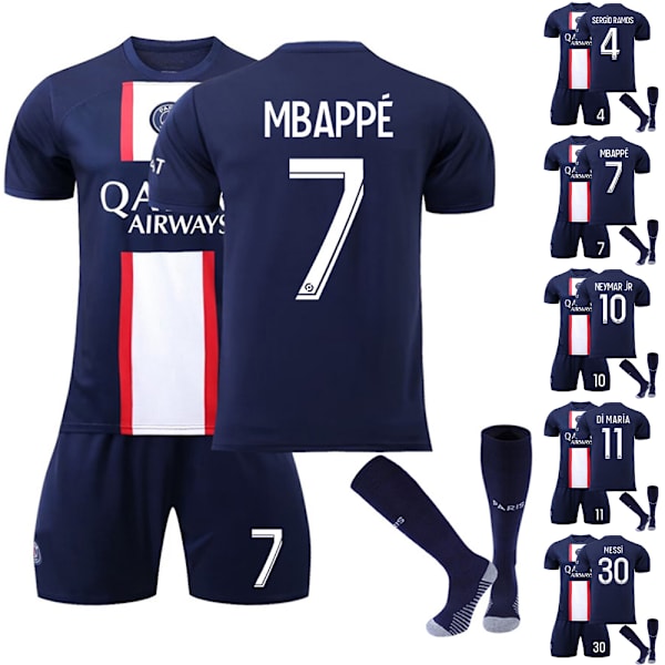 Paris Home Messi Mbappe Fotboll Sport T-Shirt Shorts Strumpor Set 7 28#