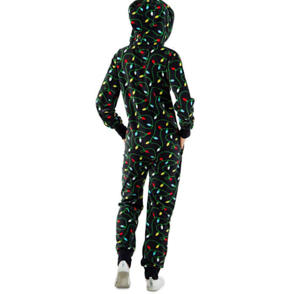 Damjulklänning med Huva, Jultryck, Pyjamas Jumpsuit, Loungewear, Kläder, Blixtlås A M