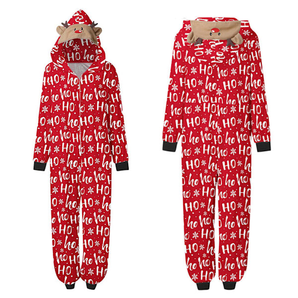 Jouluiset yhteensopivat perhepyjamat, joulupukin kuvioiset haalarit, yöasut, pyjamat aikuisille/lapsille/vauvoille Women-Red M