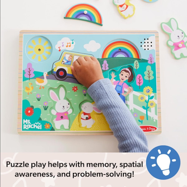 Ms. Rachel Melissa & Doug Träpussel med Sångstift, 6-delar med Hela Sånger, Leksaker för Småbarn för Pojkar och Flickor 2-5+ År