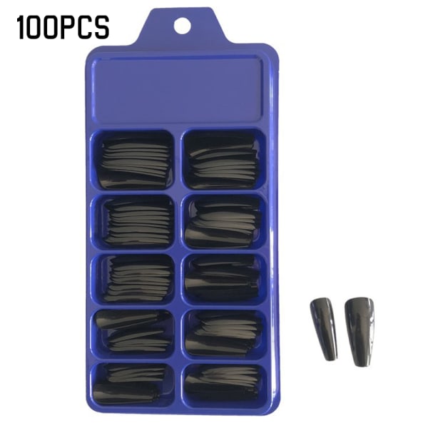100 ST Balettkonst Long Fake Nails Extension Armor Makeup Prop Black