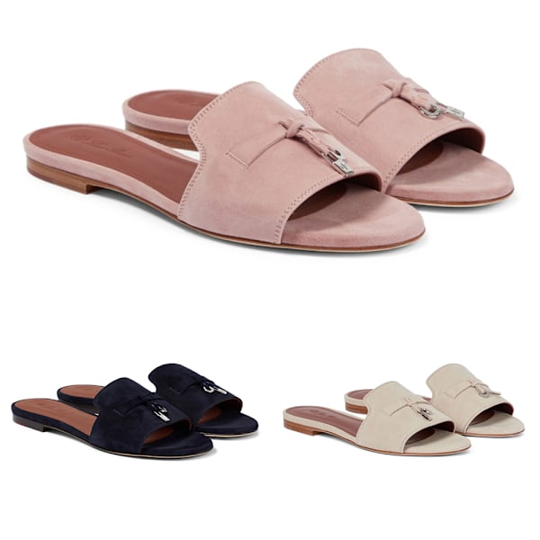 LORO PIANA Sommar Charm Suedetofflor Black 39
