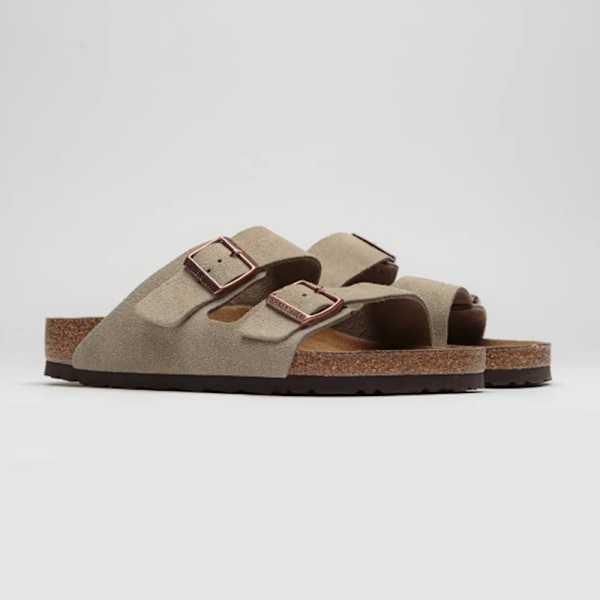 Birkenstock Arizona Mjuka Mockaskinn Fotbäddssandaler Unisex Halkskydd Avslappnade Skor Grey Green 37