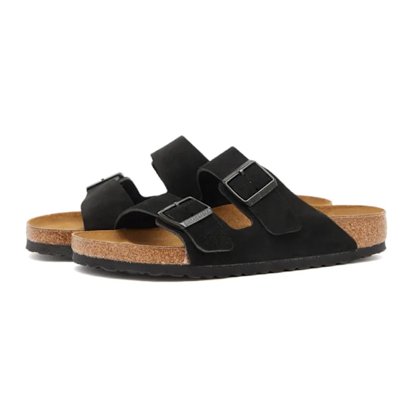 Birkenstock Arizona Mjuka Mockaskinn Fotbäddssandaler Unisex Halkskydd Avslappnade Skor Black 36