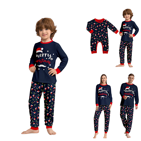 Julpyjamas för Familjen - Matchande Pyjamas med Tomteluva Tryck för Vuxna, Barn och Spädbarn - Nattkläder Baby 18M