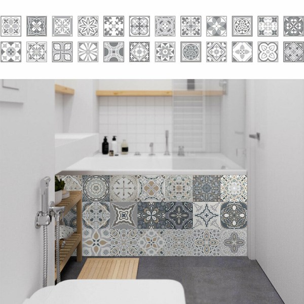 Badrum toalett klistermärke vattentät vägg imitation keramiska plattor 24pcs 10*10cm