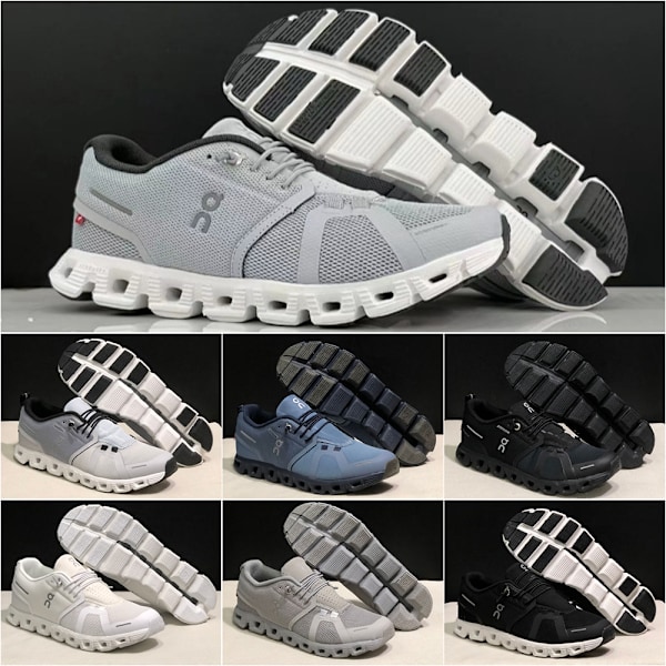 ON CLOUD 5 Herr & Dam  On-skor Cloud X Andningsbara Vattentäta Sneakers Lätta Löparskor White Grey 44