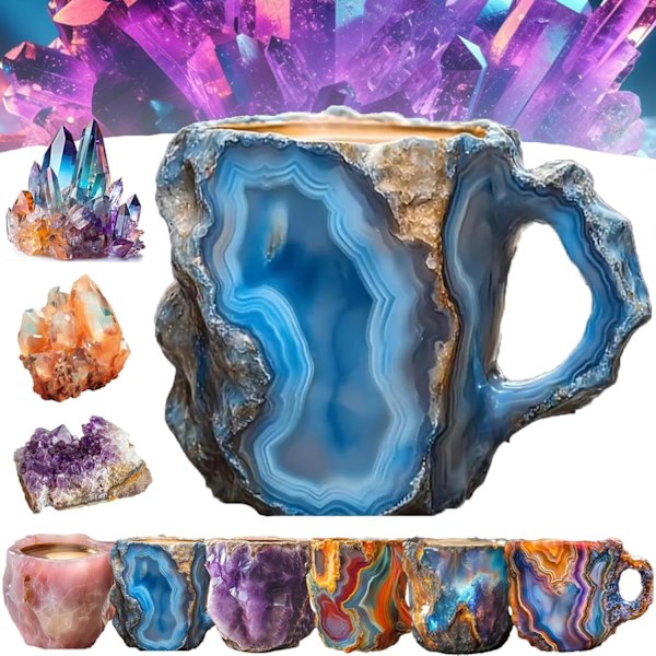 Mineral Krystal Kaffekopper, Farverig Krystal Kop Gennemsigtig Kaffekop, Elegant Krystal Gave til Hjemmekontor Kaffekopper C
