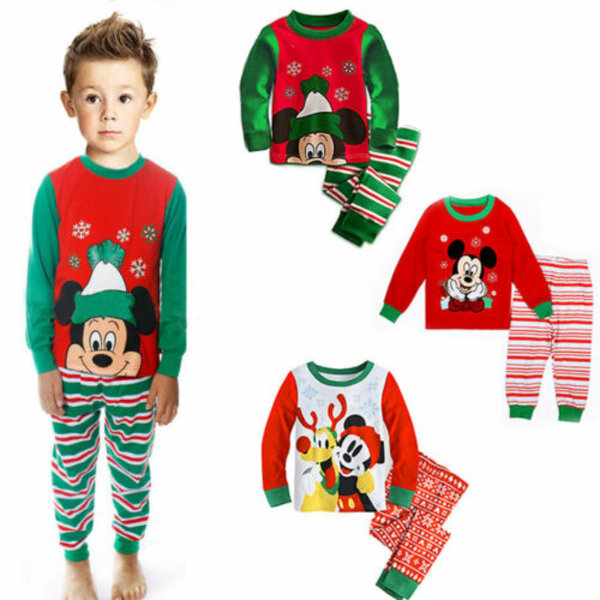 Musse Pigg Pyjamas Set Pojke Flicka Barn Nattkläder Xmas Pyjamas Loungewear Mickey & Pluto Dog 120cm