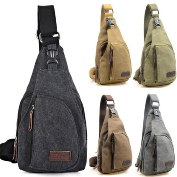 Axelväska Canvas Crossbody Axelväska Dragkedja Bältesväska Pojkar Khaki